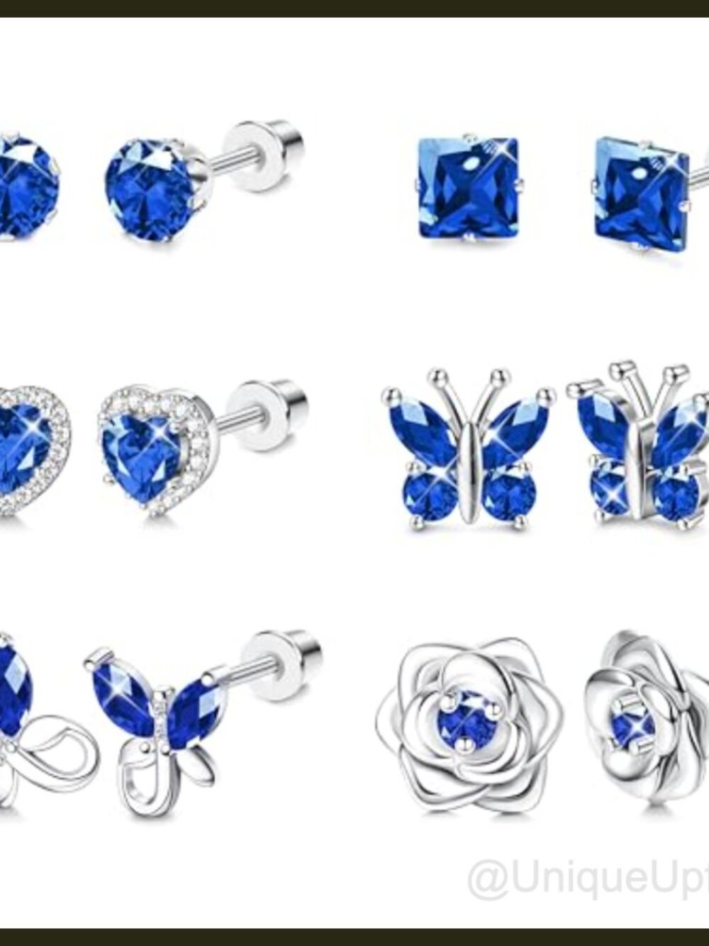 Hypoallergenic 316L Stainless Steel Birthstone Stud Earrings Set Screw Back